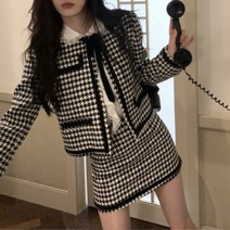 투피스 세트 트위드 여성 자켓 미니 스커트 정장