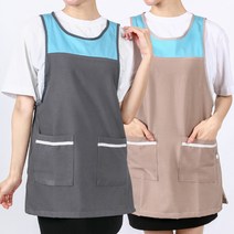 DLA79 도톰한 주방 시장 요양원 간절기 원피스 앞치마, DLA79 베이지+하늘L