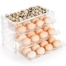 Kolvoii 냉장고용 대용량 계란 홀더 4겹 자동 롤링 에그 프레시 보관 상자 접이식 및 쌓을 수 있는 디자인 벽 장착 타입 계란 보관 용기 정리함 통