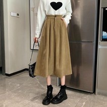 마쿠쿠 골덴 밴딩 겨울 코듀로이 A라인 롱 스커트 치마