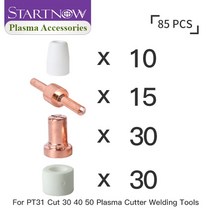 용접노즐 Startnow 65PCS PT-31 플라즈마 노즐 쉴드 소모품 용 긴 전극 분로 키트 LG40 토치 커터 부품, 02 85pcs, 02 85pcs