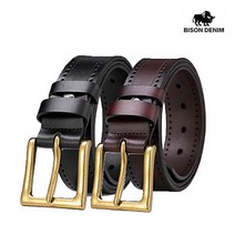 BISON DENIM 바이슨데님 남자 수제 통가죽 캐쥬얼 버클 벨트 N70258-1