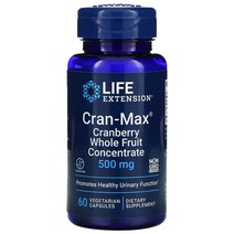 라이프익스텐션 Cran-Max 크랜베리 전체 과일 농축액 500 mg 60 식물성 캡슐