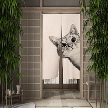 커튼 블라인드 다이소커튼 재미 있고 귀여운 고양이 식당 장식 파티션 드레이프 주방 입구 걸이형 하프 세트, 65x90cm, 02 CLX00525