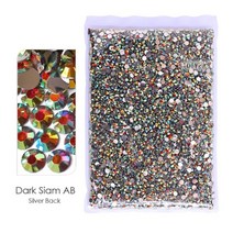 빅 패키지 2-6mm 레진 비 핫 픽스 라인석 벌크 도매 AB 플랫 백 플라스틱 크리스탈 네일 DIY 글리터 스톤, 3mm SS10-20000pcs, SB-다크 시암 AB