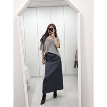 헬로루미 새틴 밴딩 치마 롱 스커트