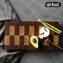 [아르볼] 고급 엔드그레인 부처블락 탄화목 수제작 원목도마 + 도마받침대 Y2, 토르
