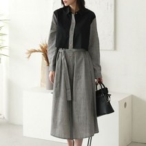 시크루즈 디망 배색 스트랩set 스트라이프 셔츠 원피스 BDOE837