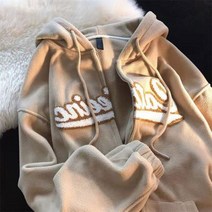 노르딕니트 알파카 부클 캐주얼 지퍼 후드 포켓 코트 자켓 여성용 특대 단색 소매