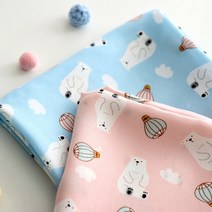 [원단쟁이] 여름철 옷 블랭킷 이불원단 무형광 천연꼰사인견 풍선곰2색 E25, 핑크
