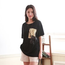 탱크걸 블링블링 더블패치 반팔 티셔츠(C 28416) 티셔츠