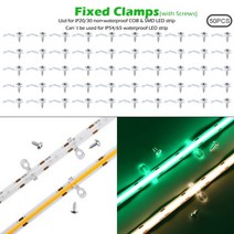 알루미늄 프로파일 2 핀 COB LED 스트립 커넥터 연장 와이어 터미널 2835 5050 SMD 테이프 조명 고정 클램프 클립용 5 개, [09] 50pcs Clamps, [01] 8mm 2pin IP20 IP65