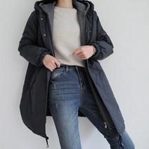 마이너스2인치 여성 2컬러 후드 웰론 압축누빔 야상 점퍼