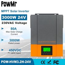 인버트 자동차인버터 캠핑 차박 powmr 3200va 3000w 태양광 인버터 24v, 와이파이 없이 3kw, 220-240v