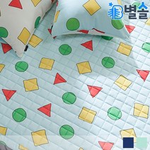 짱구도형 패드 아이들방 먼지없는 이불패드 퀸 Q, 민트