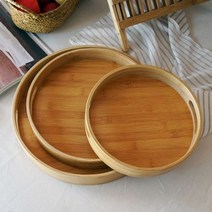 나무쟁반 원형 트레이 고급쟁반 3size 예쁜 사각 그릇 우드, 소, 본상품선택
