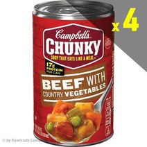 캠벨 청키 비프 베지터블 수프 553g x4팩 Chunky Soup Beef Country Vegetables 18.8oz, 1p