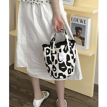 블랙 핑크 호피무늬 숄더 토트 에코백 (2color)