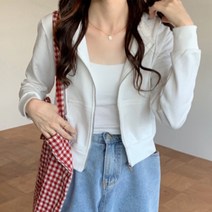 타니즈 호인 무지 크롭 여자 후드집업