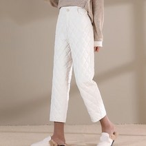 세미와이드슬렉스 항아리 와이드 앵글 치마 바지 캐주얼 하이 웨이스트 스트레이트 바지 여성 격자 무늬 패딩 퀼트 바지 여성