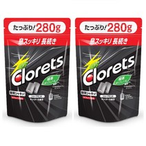 일본 Clorets 클로레츠 껌 강력 민트 츄잉 일본껌 풍선 버블 280g 2팩, 2개
