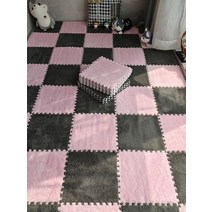 층간소음 방지 침실 거실 바닥 뽀글이 매트 쿠션 놀이 10매, 17 핑크 + 그레이