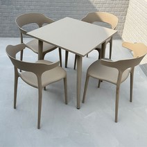 테라스 야외 테이블 정원 식탁 방수 가구 옥상 원목 방부 벤치 베란다, 샴페인 4의자+70cm 탄소강 사각테이블