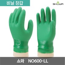 쇼와 그린저지 수지코팅 비닐 장갑 NO600-LL 그린 LL 1켤레, 1개