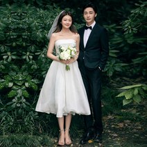 셀프웨딩 드레스 오프숄더 피로연 결혼식 파티 심플