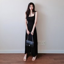 나날샵 스퀘어넥 민소매 나시 롱원피스 :) 레이온 스판 쫙쫙~ 엄청난 신축성 누구나 입을 수 있는 프리사이즈 비치 롱원피스 빅사이즈 여성의류 원피스
