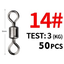 MEREDITH 50 개/몫 낚시 회전 크기 솔리드 커넥터 볼 베어링 스냅 롤링 스테인레스 스틸 비즈, 09 Size14 6mm 3kg