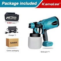 동력분무기 고압분사기 전동분무기 Kamolee18V 고출력 가정용 페인트 스프레이어 깔끔하고 쉬운 스프레이 초보자에게 꼭 맞는 제품, Blue One Battery+EU 플러그