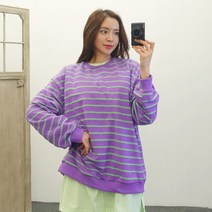 비비드 단가라 루즈핏 스트라이프 봄 맨투맨