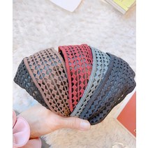 기본 네모 와이드 깔끔 컬러 자수 레이스 머리띠