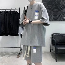 남성 캐주얼 트레이닝복 세트 여름 남성 의류 남성 루즈핏 반팔 티셔츠 반바지 상하의 세트 투피스 20대 30대 40대