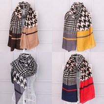(앙상블) 빅하운드 체크 면 나염 롱 스카프 머플러