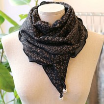 메리앤유 소프트한 혼방소재 진주포인트 롱마름모 스카프