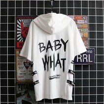 후드 캐주얼 kpop 스타일 반팔 탑 핫