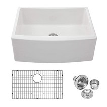 Lordear 83.8cm(33인치) 화이트 팜하우스 주방 싱크 앞치마 전면 워크스테이션 내화 점토 도자기 세라믹 싱글 볼 83.8x50.8cm(33x20인치) 언더마운트 글로시