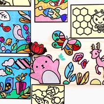 바오바론 포일 아트 만들기 재료 스티커 동물 크리스마스 팝 가랜드 캐릭터 호일 투명스티커 증정, (곰)