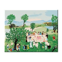 모모픽스페인팅 DIY명화그리기 40x50cm, 그랜드마 모지스 생일케이크