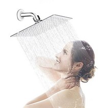 AWARA 16인치 레인 샤워 헤드 스퀘어 초박형 304 스테인리스 스틸 고압 대형 크롬 폴란드 강우 헤드 전신 커버 현대 폭포, 8 Inch, Chrome