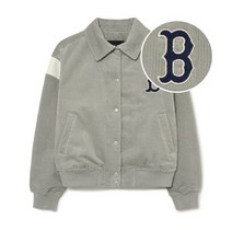 MLB 여성 코듀로이 어깨배색 바시티자켓 BOS (L.Grey)