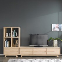 마리노 소나무 원목 TV 거실장 2200, 3칸 거실장 도장