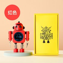 헬로 로봇 알람 탁상시계 학생용 스마트 전광판 침실시계, 레드-선물세트