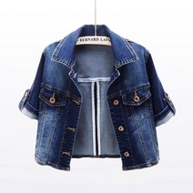 여성 여름 반팔 스판 데님 숏자켓 청자켓(S-5XL) 뉴타임즈 K889X253