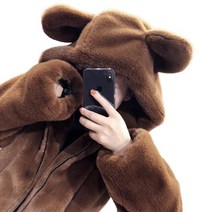 셀럽당 여성용 인조밍크코트 겨울 후드 인조퍼 점퍼 Y00636