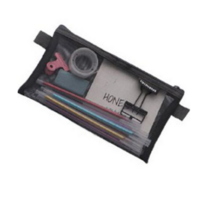 심플 메쉬 파우치형 필통, 블랙, 4개