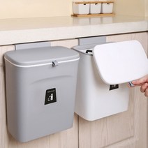 주방 싱크대 벽걸이형 밀폐형 쓰레기통 휴지통 부엌 화장실, 9L 그레이