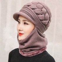 RTXSPORTS 겨울 골프모자 2종 여성 니트썬캡 썬바이져 복면마스크 방한마스크 모자+마스크+목도리 일체형, 복면마스크(브라운)